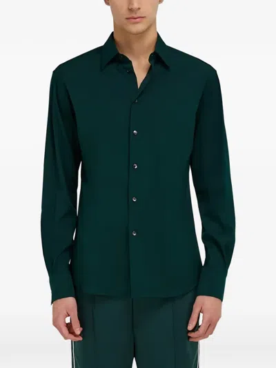Ferragamo Button-up Long-sleeve Shirt In Green