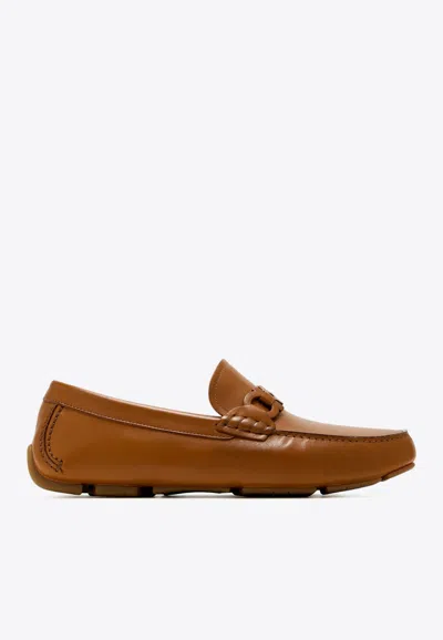 FERRAGAMO BYTE GANCINI LEATHER LOAFERS