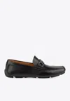Ferragamo Black Loafers With Ganicini Plaque On The Front In Leather Man In Black