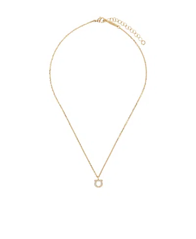 Ferragamo Women Gold-colored Necklace With Gancini Charm In Brass Woman