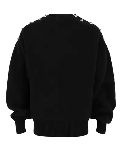 FERRAGAMO CABLE-KNIT METAL BUTTON SWEATER