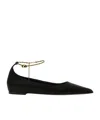 Ferragamo Dada Flache Schuhe Mit Spitzer Kappe Aus Satin In Black