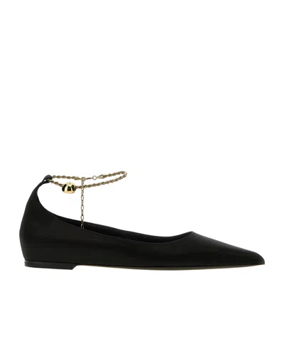 FERRAGAMO CABLE-LINK CHAIN LEATHER BALLERINA SHOES