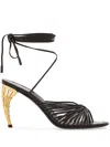 Ferragamo Cage-heel Strap-detail Sandals In Brown