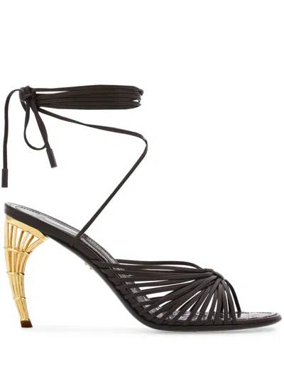 Ferragamo Cage-heel Strap-detail Sandals In Brown