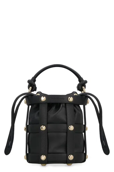 Ferragamo Cage Leather Bag In Black