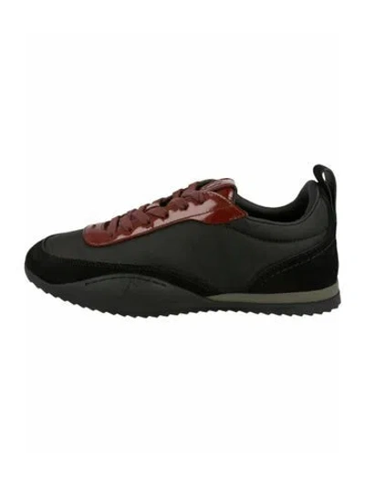 Pre-owned Ferragamo Calf Leather Athletic Sneakers W/ Tags In Black