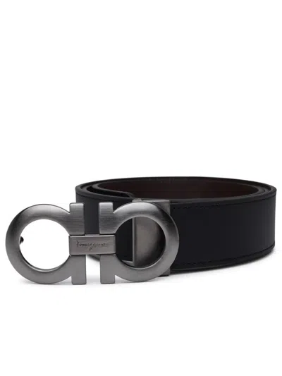 Ferragamo Calf Leather Belt With Distinctive Double Loop Buckle