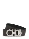 Ferragamo Calf Leather Belt With Double Gancini Buckle In Brown