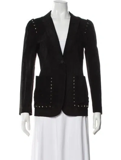 Pre-owned Ferragamo Calf Leather Blazer In Black