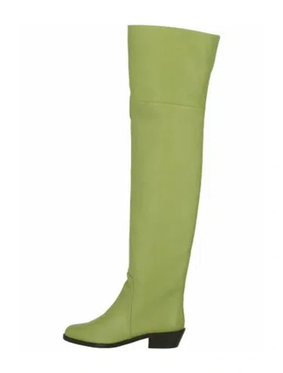 Pre-owned Ferragamo Calf Leather Boots W/ Tags In Green