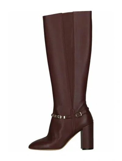Pre-owned Ferragamo Calf Leather Boots W/ Tags In Red