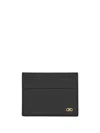 Ferragamo Black Card Holder With Micro Gancini On The Front And Logo Lettering On The Rear In Black
