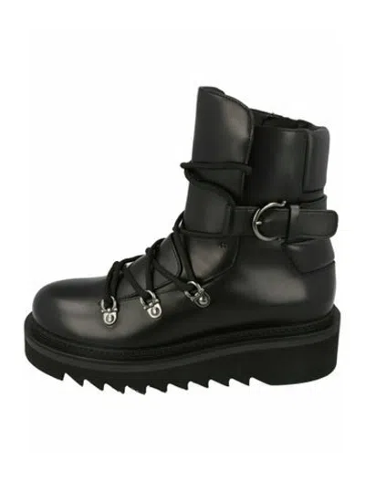 Pre-owned Ferragamo Calf Leather Hiking Boots W/ Tags In Black
