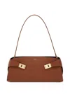 Ferragamo Hug East-west Small Leather Shoulder Bag In Brown