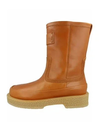 Pre-owned Ferragamo Calf Leather Mid-calf Boots W/ Tags In Brown