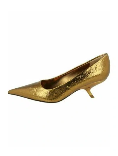 Pre-owned Ferragamo Calf Leather Pumps W/ Tags In Gold