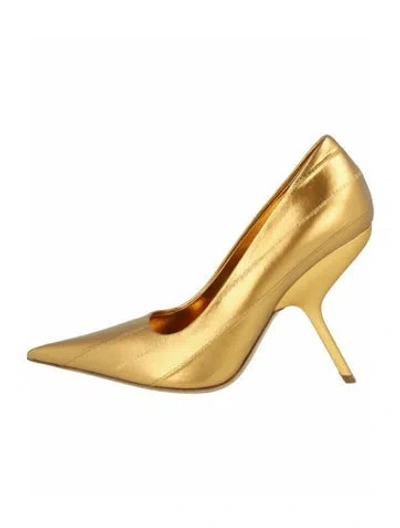 Pre-owned Ferragamo Calf Leather Pumps W/ Tags In Gold