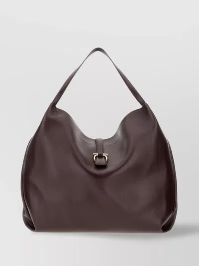 Ferragamo Calf Leather Shopping Bag With Buckle Detail