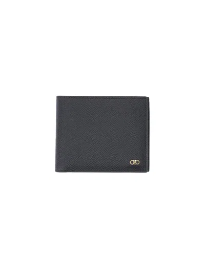 Ferragamo Calf Leather Wallet With Cotton-polyurethane Lining In Black