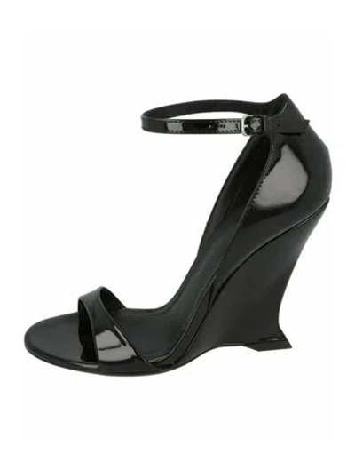 Pre-owned Ferragamo Calf Leather Wedges W/ Tags In Black