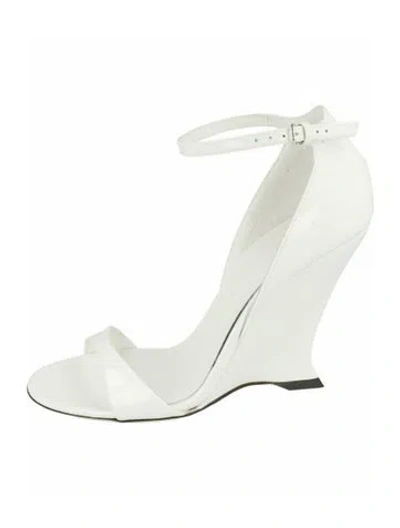 Pre-owned Ferragamo Calf Leather Wedges W/ Tags In White