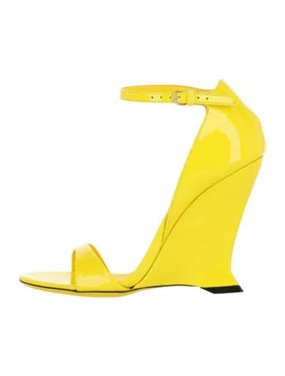 Pre-owned Ferragamo Calf Leather Wedges W/ Tags In Yellow