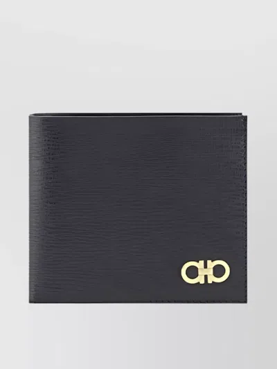 Ferragamo Calfskin Bi-fold Wallet Textured Finish In Animal Print
