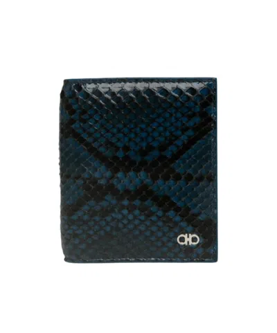 Ferragamo Calfskin Leather Card Holder In Black