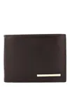 Ferragamo Calfskin Leather Crosta Bifold Wallet With Silver-tone Hardware In Brown