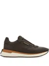 Ferragamo Calfskin Leather Sneakers In Brown