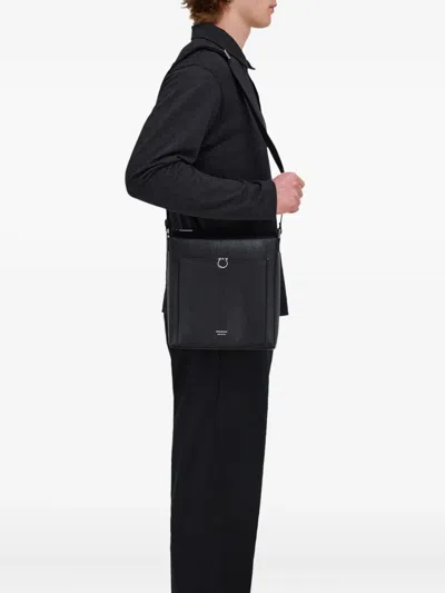 Ferragamo Calfskin Messenger Bag In Black