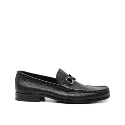 Ferragamo Calfskin Slip-on Women's Loafers In Black