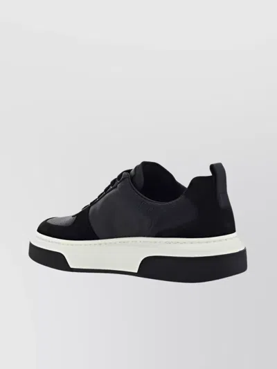 Ferragamo Calfskin Sneakers With Iconic Gancini Stitching In Black