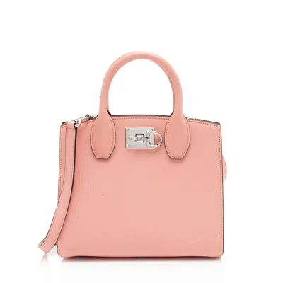 Ferragamo Calfskin Studio Small Tote In Pink