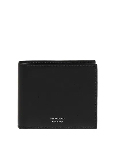 Ferragamo Calfskin Wallet In Black