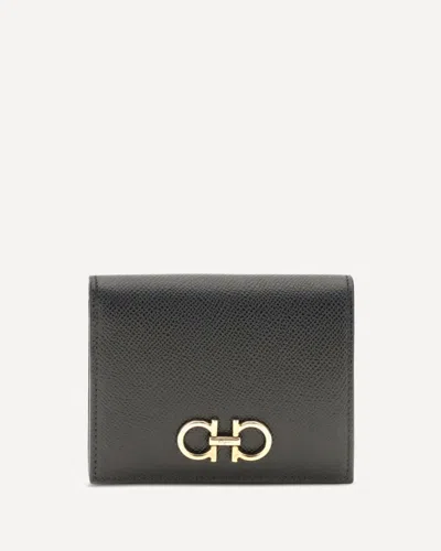 Ferragamo Black Calf Leather Bos Taurus Wallet