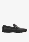 Ferragamo Gancini Leather Loafers In Black