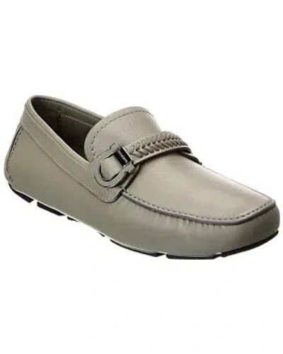 Pre-owned Ferragamo Calipso Leather Driver Men's In Gray