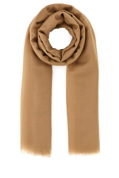 Ferragamo Light Brown Cashmere Scarf In Beige