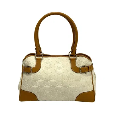 Pre-owned Ferragamo Camel Leather Pvc Handbag Tote Bag () In Multi