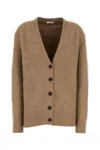 Ferragamo Camel Stretch Alpaca Blend Oversize Cardigan