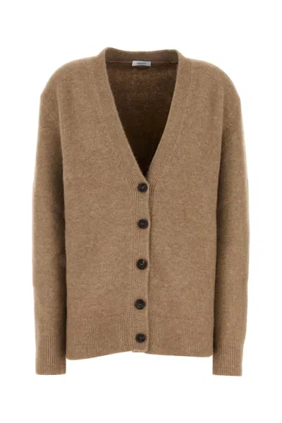 FERRAGAMO CAMEL STRETCH ALPACA BLEND OVERSIZE CARDIGAN