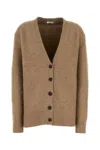 Ferragamo Camel Stretch Alpaca Blend Oversize Cardigan In Brown