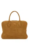 Ferragamo Camel Suede Medium Handbag In Brown