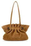 Shop Ferragamo Camel Suede Shoulder Bag