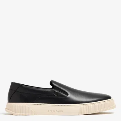 Ferragamo Cameron Slip-on Sneakers In Black