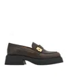 Ferragamo Caminia Buckled Platform Loafers In Green