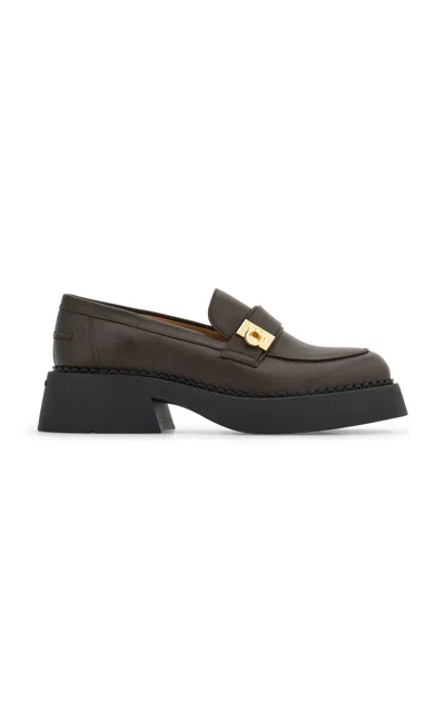 Ferragamo Caminia Leather Moccasins In Brown