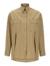 Ferragamo Long Sleeves Panel Shirt In Brown